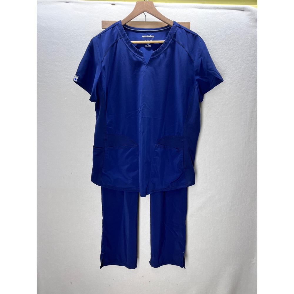 Scrubstar Scrub Set Womens Large Indigo Blue Excellent 4-Way Stretch 3294